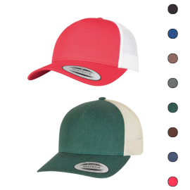 Casquette trucker retro bicolore rouge/blanc - vert/beige Casquette trucker retro bicolore rouge/blanc - vert/beige